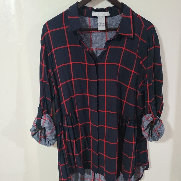 High Low Plaid Blouse - Picture 6 of 6